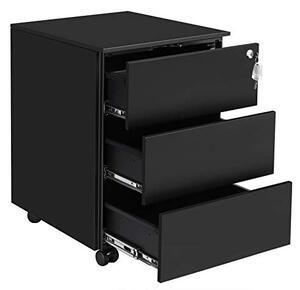 RollBox metalic Black 39/55 – casetiera metalica de birou -3 sertare -39 cm latime 55 inaltime