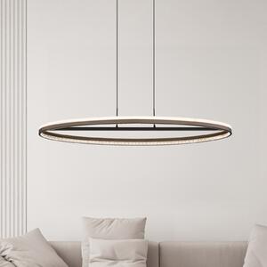 Globo Lampă suspendată LED Della, lungime 101 cm, gri închis, metal, Gri, Camera de zi / sufragerie, Modern