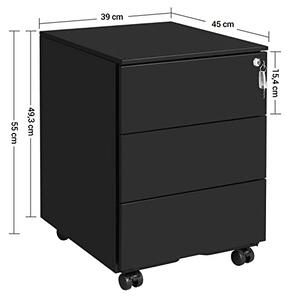 RollBox metalic Black 39/55 – casetiera metalica de birou -3 sertare -39 cm latime 55 inaltime