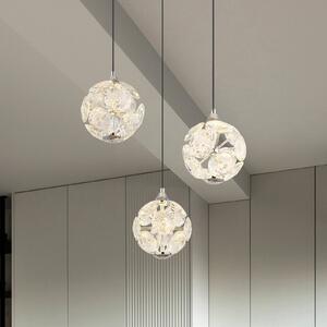 Globo Virina Lampă suspendată LED, Ø 42 cm, transparentă, cristal, 3 becuri, Transparent, Camera de zi / sufragerie, Cristal