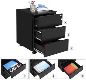 RollBox metalic Black 39/55 – casetiera metalica de birou -3 sertare -39 cm latime 55 inaltime