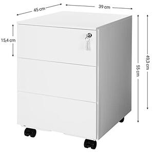 RollBox metalic -White39/55 – casetiera metalica de birou -3 sertare -39 cm latime 55 inaltime