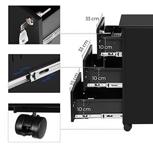 RollBox metalic Black 39/55 – casetiera metalica de birou -3 sertare -39 cm latime 55 inaltime