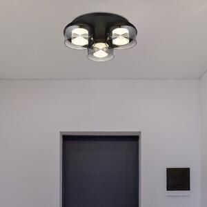 Globo Belinda plafonieră LED, Ø 38 cm, gri fum, 3 becuri, sticlă, Gri, Camera de zi / sufragerie, Sticlă