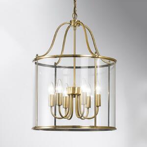 ORION Lampă susp. Rieka, formă rotundă de felinar 43 cm, reglabil, Transparent, Camera de zi / sufragerie, Metal, Antichitate, Felinar