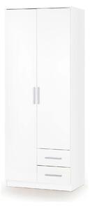Dulap LIMA S2, alb, PAL laminat, cu 2 usi si 2 sertare, 80x52x205 cm