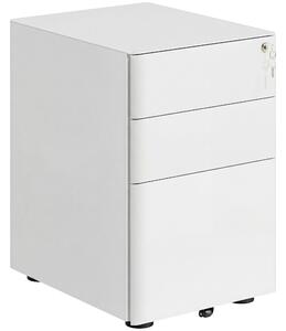 Vinsetto Fiset Metalic cu 3 Sertare și Sistem de Blocare, Mobilier de Birou pe Roti, 39x48x59cm, Design Compact, Alb | Aosom Romania
