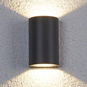 Lucande LED lumina de perete în aer liber Jale, 16 cm, antracit, aluminiu, Negru, Metal, Modern, Priză de perete sus / jos