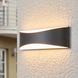 Lucande LED lumina de perete în aer liber Akira, antracit, metal, 23cm, Negru, Metal, Modern