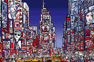Fototapetă vlies times square colorat 375 x 250 cm