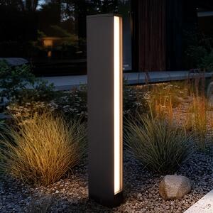 Lucande LED bornă luminoasă Lirka, 2 becuri, gri, metal, 60cm, Negru, Aluminiu, Modern
