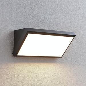 Lindby LED lampă de perete pentru exterior Abby, senzor, IP65, gri închis, Negru, Plastic, Modern, Soclu de perete jos