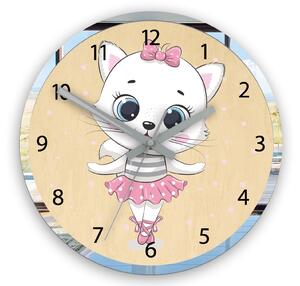Ceas de perete pentru copii Cat Ballerina