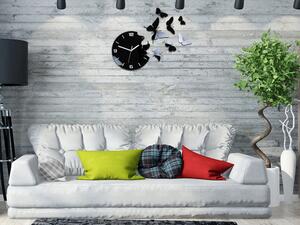 Ceas modern de perete BUTTERFLIE 3D BLACK NH048