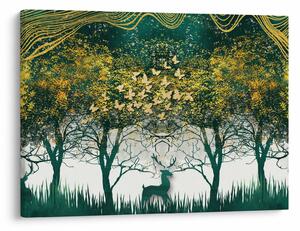 Tablou - Căprioare în pădurea verde (70x50 cm)
