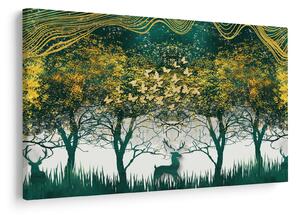 Tablou - Căprioare în pădurea verde (90x60 cm)