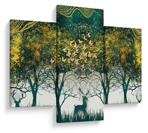 Tablou - Căprioare în pădurea verde (90x60 cm)