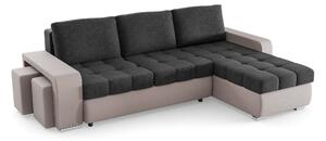 Colțar Extensibil CAROL, cu ladă de depozitare, interschimbabil stânga/dreapta 280x170x95 cm, Negru/Gri