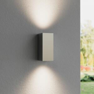 Lucande Aplică de perete exterior Tavi, 15 cm, argintiu, IP54, Gri, Hol, Metal, Modern, Priză de perete sus / jos