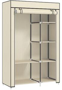 HOMCOM Dulap portabil din otel, netesut si PP cu 6 rafturi deschise, 1 cuier si usa cu balamale, 103x43x162,5 cm, gri | Aosom Romania