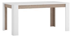 KONDELA Masă dining extensibilă, alb extra lucios HG / stejar Sonoma închis / trufă, 160-200x90 cm, LYNATET TIP 75
