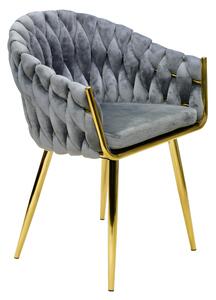 KONDELA Fotoliu de design, material textil Velvet gri/gold crom-auriu, OLVEN