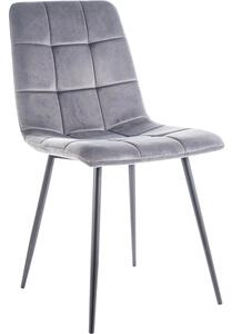 Scaun tapitat MILA, gri, stofa catifelata/metal, 47x45x87