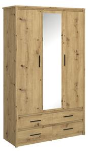 KONDELA Dulap cu oglindă 3D4S, stejar Artisan, AIRON
