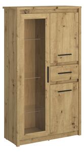 KONDELA Vitrină joasă 2D1W1S, stejar Artisan, AIRON