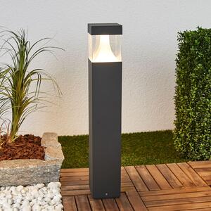 Lucande Bornă luminoasă LED pentru iluminat exterior Egon, înălțime 65 cm, gri, Negru, Metal, Modern