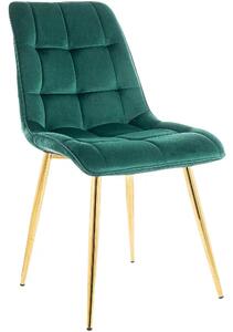 Scaun CHIC, verde/auriu, stofa catifelata/metal, 50x43x88 cm