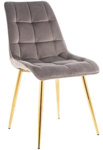 Scaun CHIC, gri/auriu, stofa catifelata/metal, 50x43x88 cm