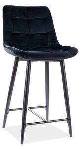Scaun bar CHIC H-2, negru, stofa catifelata/metal, 45x37x92 cm