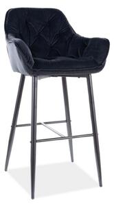 Scaun bar CHERRY H-1, negru, stofa catifelata/metal, 56x40x105 cm