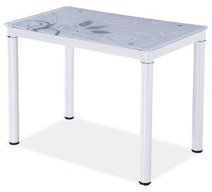Masa DAMAR, gri/alb, sticla securizata/metal, 80x60x75 cm