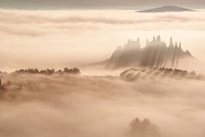 Fototapetă vlies răsărit de soare în ceață 375 x 250 cm
