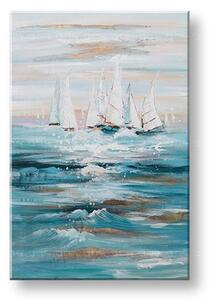 Tablou pictat manual BOATS 1 parte - 90x60 cm - 90×60 cm / Klasický 2 cm