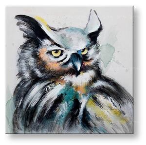 Tablou pictat manual Bufniță 1 parte 60x60 cm - 60×60 cm / Klasický 2 cm
