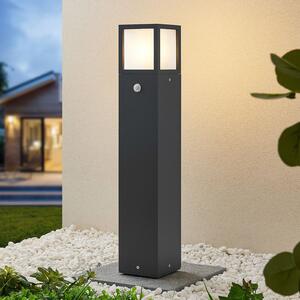 Lucande Dewari bornă luminoasă, detector de mișcare, E27, 65cm, IP54, reglabil, Gri, Aluminiu, Modern
