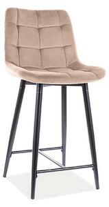 Scaun bar CHIC H-2, bej - Bluvel 28/negru, stofa catifelata/metal, 46x