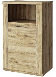 Comoda DOORSET, stejar navarra/negru, PAL laminat, 59x41x95 cm