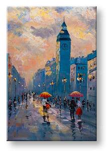 Tablou pictat manual WALKING THROUGH THE ORAȘ 1-parte 60x90 cm - 60×90 cm / Clasic 2 cm