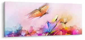Tablou - Fluture asupra florilor, abstracție (120x50 cm)