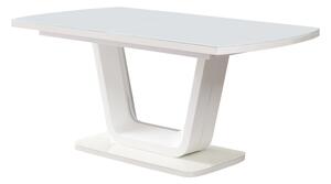 KONDELA Masă dining extensibilă, alb lucios, 160-200x90 cm, OLAV