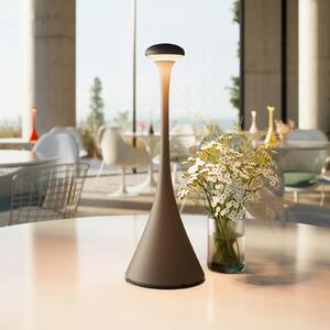 Sigor Nudrop lampă masă LED acumulator, IP54 gri-grafit, reglabil, Gri, Camera de zi / sufragerie, Metal, Modern