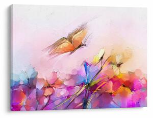 Tablou - Fluture asupra florilor, abstracție (70x50 cm)