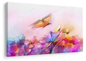 Tablou - Fluture asupra florilor, abstracție (90x60 cm)