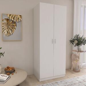 Dulap cu 2 Usi si 4 Rafturi de Depozitare, 200x80x40 cm, Culoare Alb din Pal de 18mm