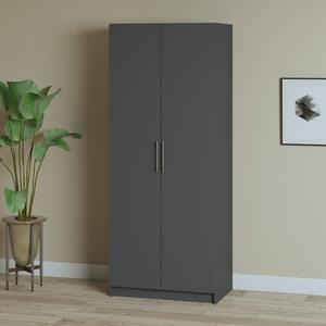 Dulap cu 2 Usi si 4 Rafturi de Depozitare, 200x80x52 cm, Culoare Gri Antracit