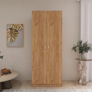 Dulap cu 2 Usi si 4 Rafturi de Depozitare, 200x80x40 cm, Culoare Stejar Auriu din Pal de 18mm